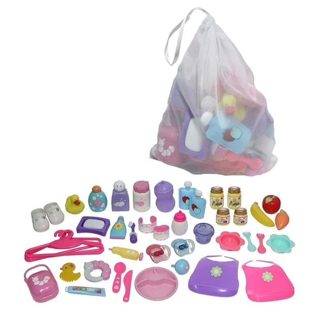 45-Piece Multicolor Plastic Baby Doll Essentials Accessory Bag