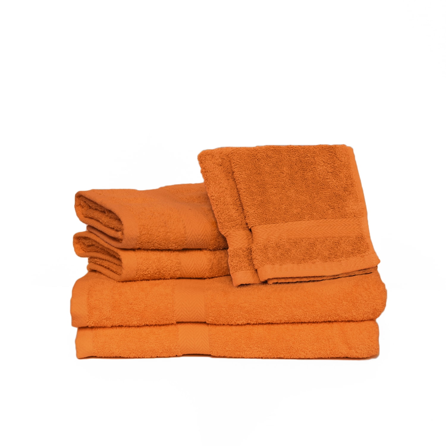 Deluxe Basics 6-Piece Solid Luxury Towel Set, Orange