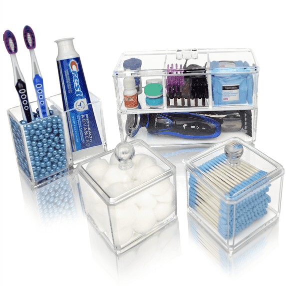 JKB Concepts Acrylic Bathroom Countertop Organizer & Bathroom Counter Accessories Set. CB