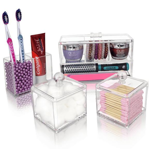 JKB Concepts Acrylic Bathroom Countertop Organizer & Bathroom Counter Accessories Set. SP