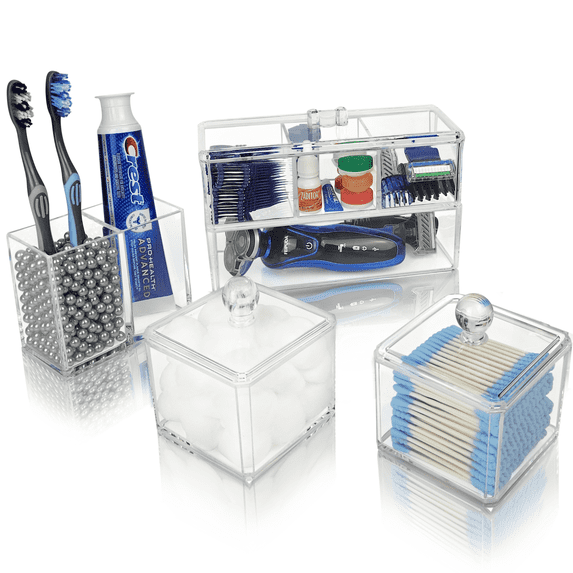 JKB Concepts Acrylic Bathroom Countertop Organizer & Bathroom Counter Accessories Set. PL