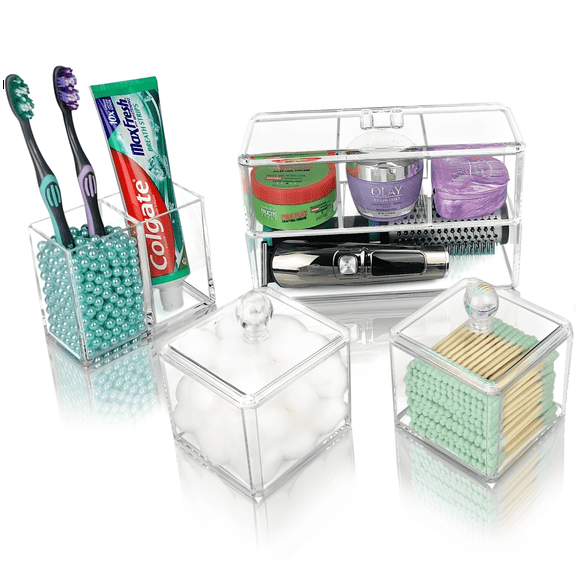 JKB Concepts Acrylic Bathroom Countertop Organizer & Bathroom Counter Accessories Set. SG