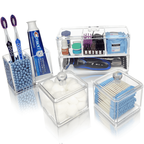 JKB Concepts Acrylic Bathroom Countertop Organizer & Bathroom Counter Accessories Set. GB