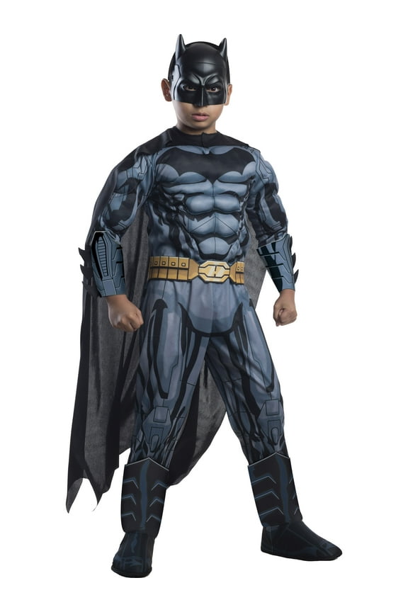 DC Comics Superheroes Batman Deluxe Muscle Chest Costume for Kids by Rubies, Boys Large