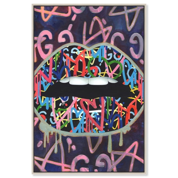 Deluxe Beauty Canvas Urban Graffiti Wall Art by Notoriart, Silver Frame, 20" x 30"