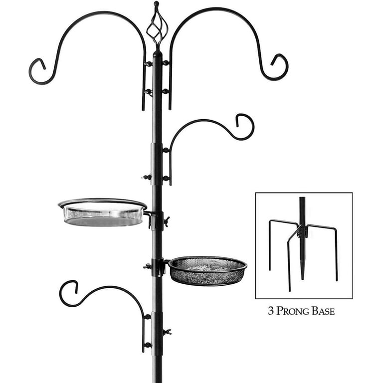 Deluxe Bird Feeding Station in Black : Hang Multiple Feeders From the 4 Hangers to Your Yard - 22 inch Wide x 7 feet 8 inch Tall Deluxe Bird Feeding Station in Black : Hang Multiple Feeders From the 4 Hangers to Your Yard - 22 inch Wide x 7 feet 8 inch Tall