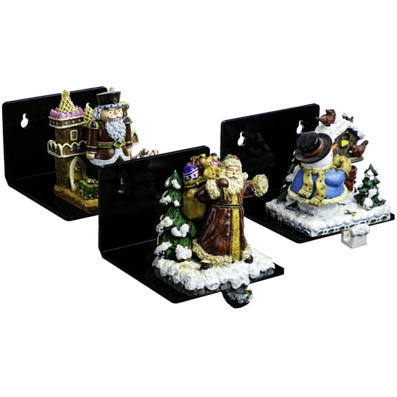 Deluxe Black Acrylic 5" x 5" Floating Shelf Triple Set Wall Mount Bracket (A083-3)