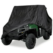 Deluxe Black UTV Cover Fits Up To 120"L W/ Roll Cage- 190T Polyester Water and Sunray Resistant Storage Cover Compatible with Polaris Side-by-Side Ranger Gator Prowler Yamaha Prowler Rancher Foreman