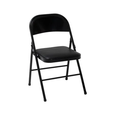 Deluxe Black Vinyl Padded Folding Chair with Metal Back | Save on MSRP | Stylish & Sturdy