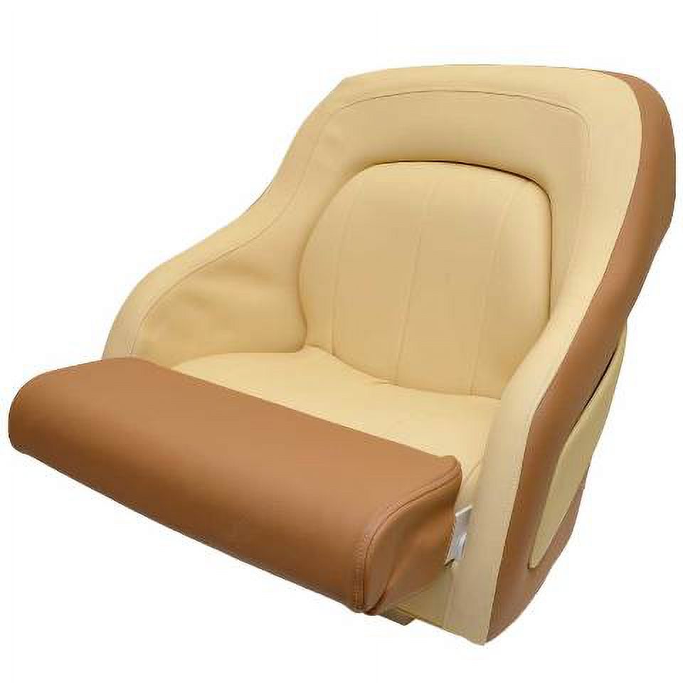 Deluxe Boat Bucket Captain Helm Seat Butter Mocha Bolster
