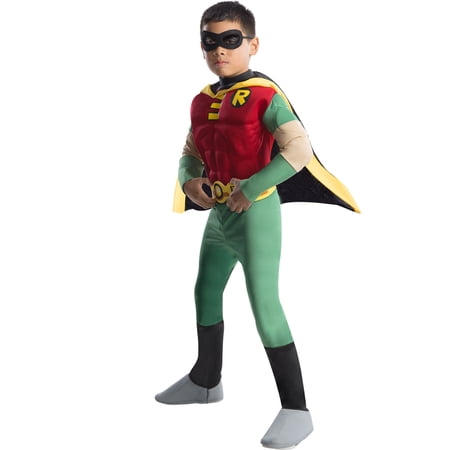 DC Teen Titans Go! Robin Muscle Chest Deluxe Costume for Kids by Rubies, Boys Large