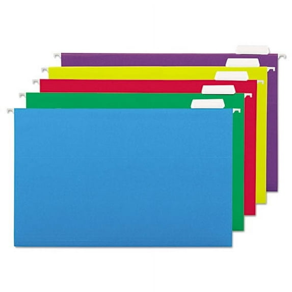 Deluxe Bright Color Hanging File Folders, Legal Size, 1/5-Cut Tab, Assorted, 25/box | Bundle of 2 Boxes