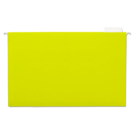 Universal UNV14219 1/5-Cut Tab Deluxe Bright Color Hanging File Folders - Legal Size, Yellow (25/Box)