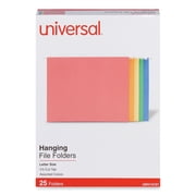 Universal UNV14121EE 1/5-Cut Tab Deluxe Bright Color Hanging File Folders - Letter Size, Assorted (25/Box)