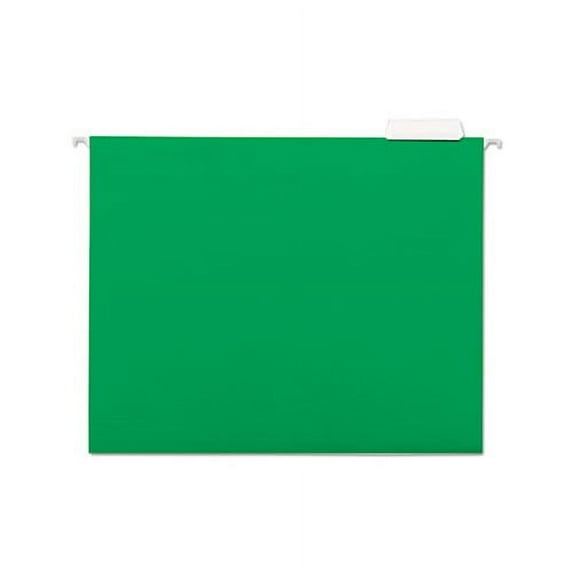 Deluxe Bright Color Hanging File Folders Letter Size, 1/5-Cut Tab, Bright Green, 25/Box
