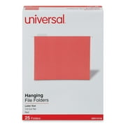 Universal UNV14118EE 1/5-Cut Tab Deluxe Bright Color Hanging File Folders - Letter Size, Red (25/Box)