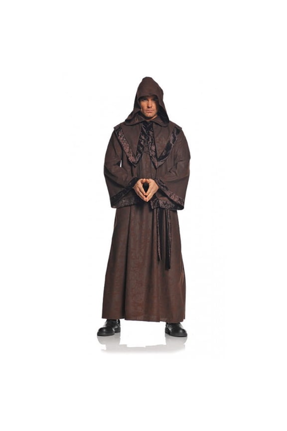 Deluxe Brown Mens Adult Gothic Monk Robe Halloween Costume-OS