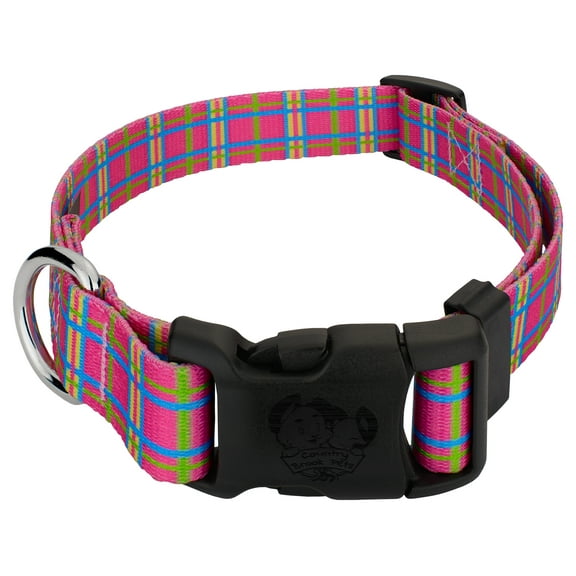 Country Brook Petz® Deluxe Bubblegum Pink Plaid Dog Collar - Made in The U.S.A., Small