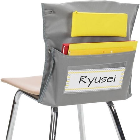 Deluxe Chair Pockets with Pencil Case ? 6 Pack ? Gray/Yellow