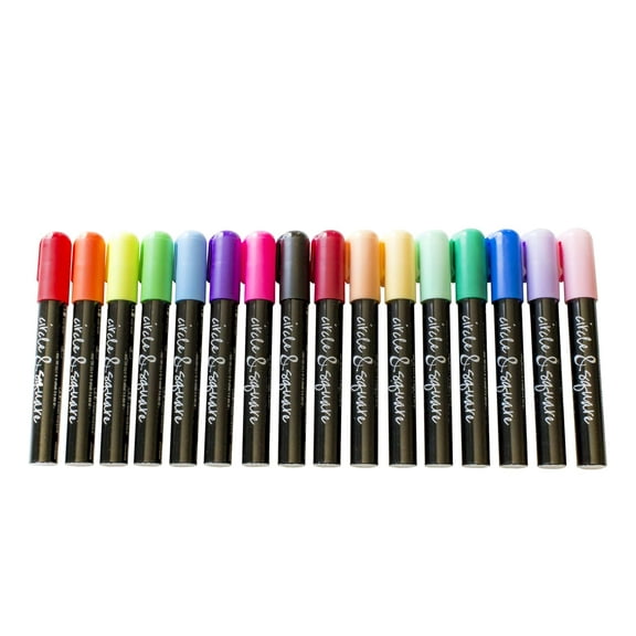 Deluxe Chalk Marker Set | 16 pens | 6mm reversible tip (chisel or round) Active Restock requests: 0 (16 Color w/ 1 White Chalk Pen)