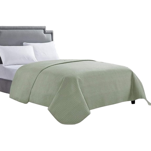 Deluxe Check Super Soft Solid Single Pinsonic Quilted Bed Quilt Bedspread Bedspread 86 "x 96", Sage, Full/Large