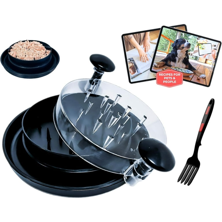 Deluxe Chicken Shredder and Pet Food Maker Silicone Meat Fork and Exclusive Recipes Included Non Skid Base with Spare Rubber Feet Clear Top Dishwasher Safe BPA Free Meat Shredder Walmart