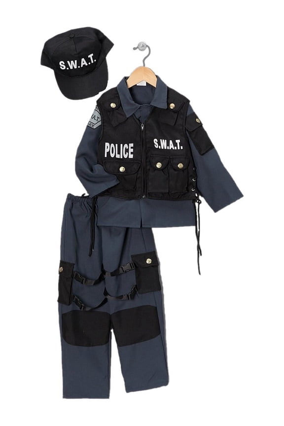 Deluxe Childrens S.W.A.T. Police Officer Costume Set - Large 12-14