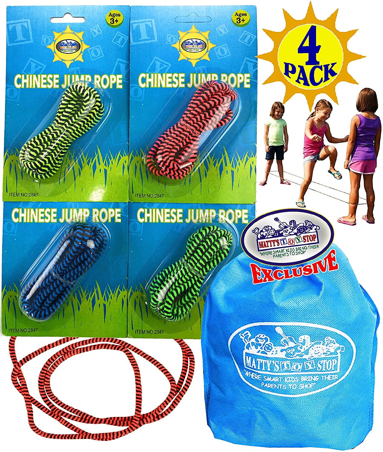 Deluxe Chinese Jump Rope Complete Gift Set Bundle with Bonus Matty's