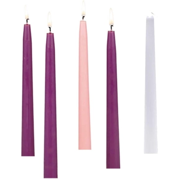 Deluxe Christmas Taper Advent Candles, 12 Inch, 5 Piece Set