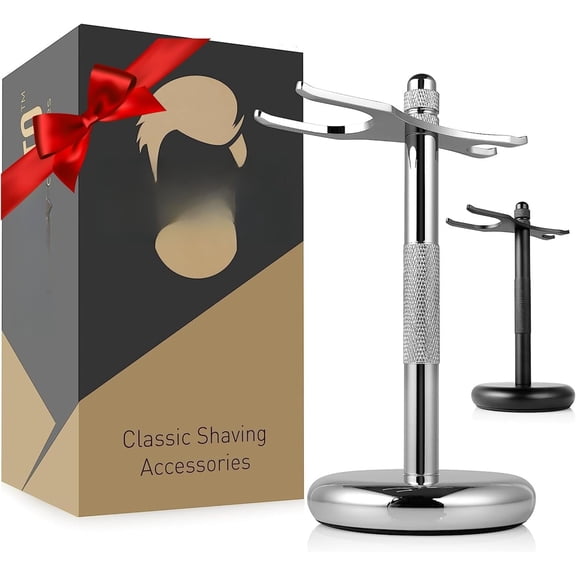 Deluxe Chrome Razor and Brush Stand - Safety Razor Stand. This Will Prolong The Life of Your Shaving Brush, metal