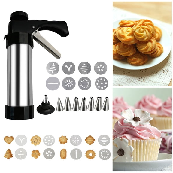 Deluxe Churro Maker Kit with Stainless Steel Cookie Press Gun, 8 Discs, Icing Tips, Silicone Piping Bag & Filler - Easy to Use, Perfect for Delicious Homemade Churros & Cookies