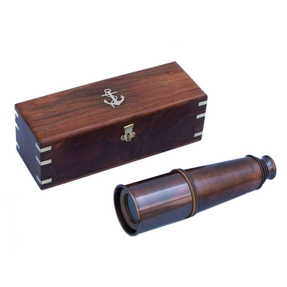 Deluxe Class Admiral's Antique Copper Spyglass Telescope 32" With Rosewood Box - Brand New - Nautical Home Accent
