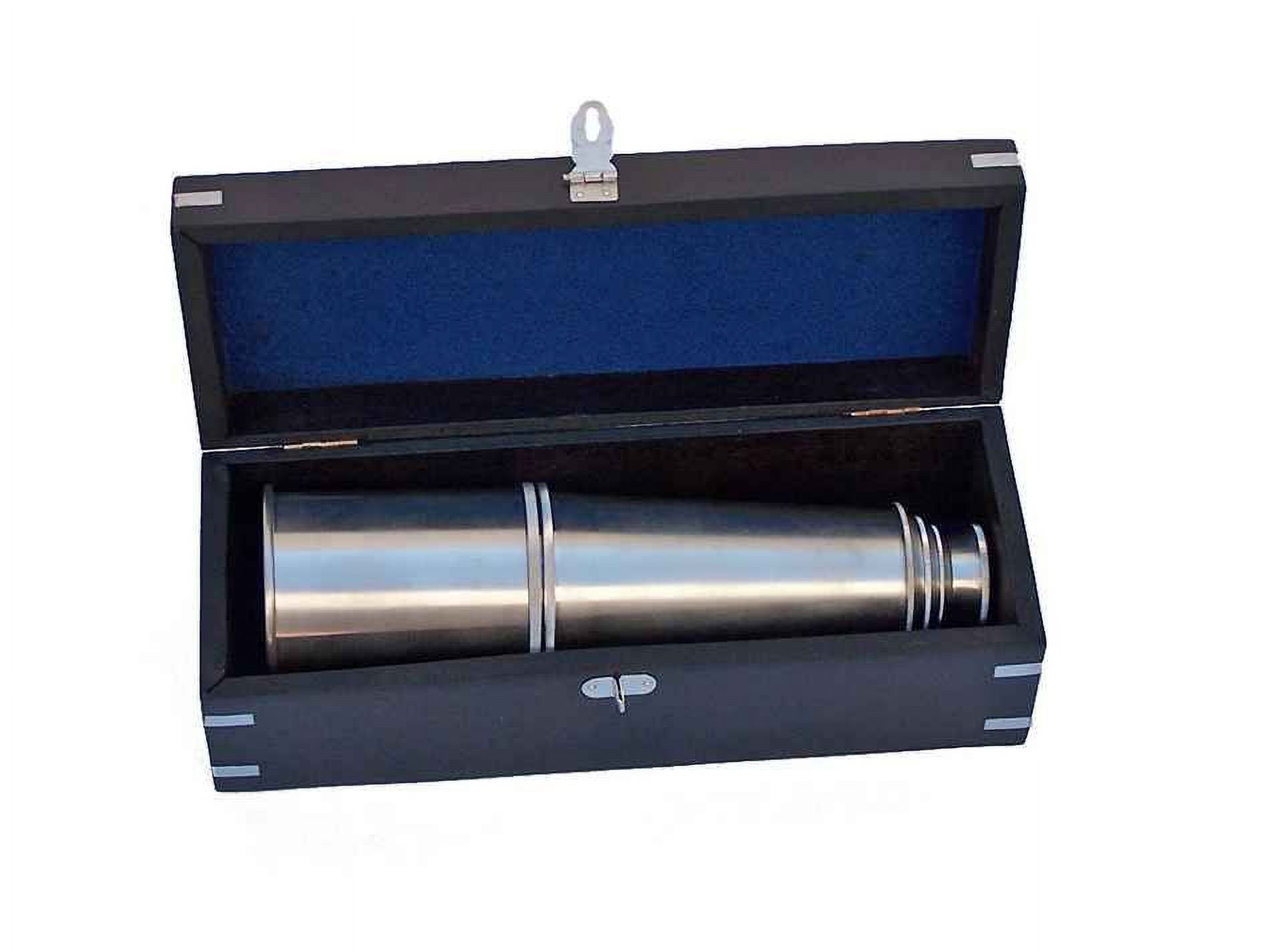 Deluxe Class Brushed Nickel Admirals Spyglass Telescope 27" with Rosewood Box- Spyglass Telescope- Nautical Decoration