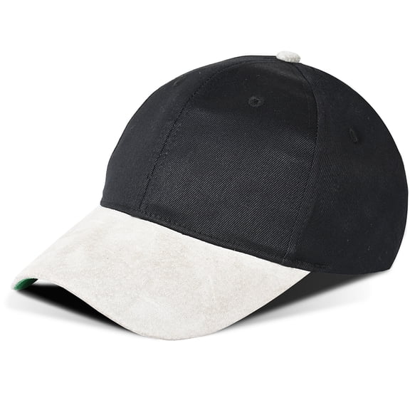 Deluxe Classic Suede Bill Baseball Cap with Leather Strap Closure