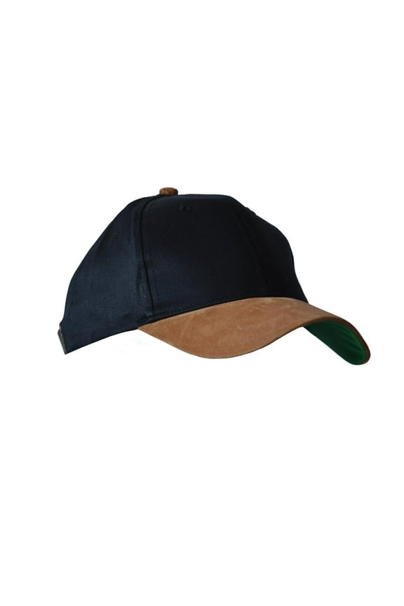 Deluxe Classic Suede Bill Baseball Cap with Leather Strap Closure