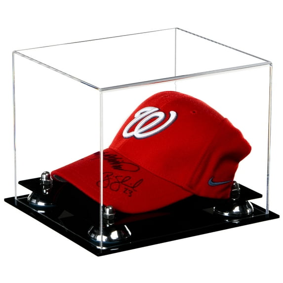 Deluxe Clear Acrylic Baseball Cap Display Case with Silver Risers (A006-SR)