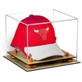thumbnail image 1 of Deluxe Clear Acrylic Basketball Hat or Cap Display Case with Orange Risers and Wood Base (A006-OR), 1 of 7