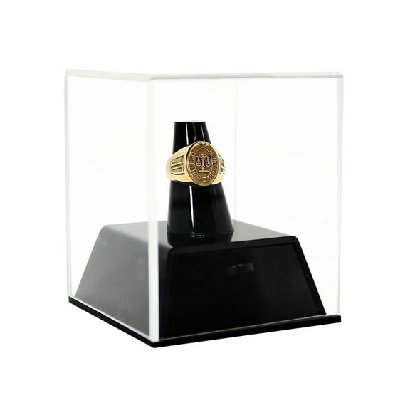 Deluxe Clear Acrylic Championship School Ring Display Case with Drawer and Black Acrylic Ring Holder (A064-A)