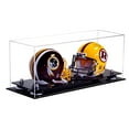 thumbnail image 1 of Deluxe Clear Acrylic Double Mini Football Helmet Mini Goalie Mask Display Case with Silver Risers (A019-SR), 1 of 1