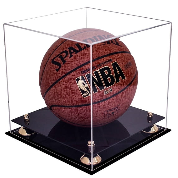 Deluxe Clear Acrylic Full Size Basketball Display Case with Gold Risers (A001-GR)