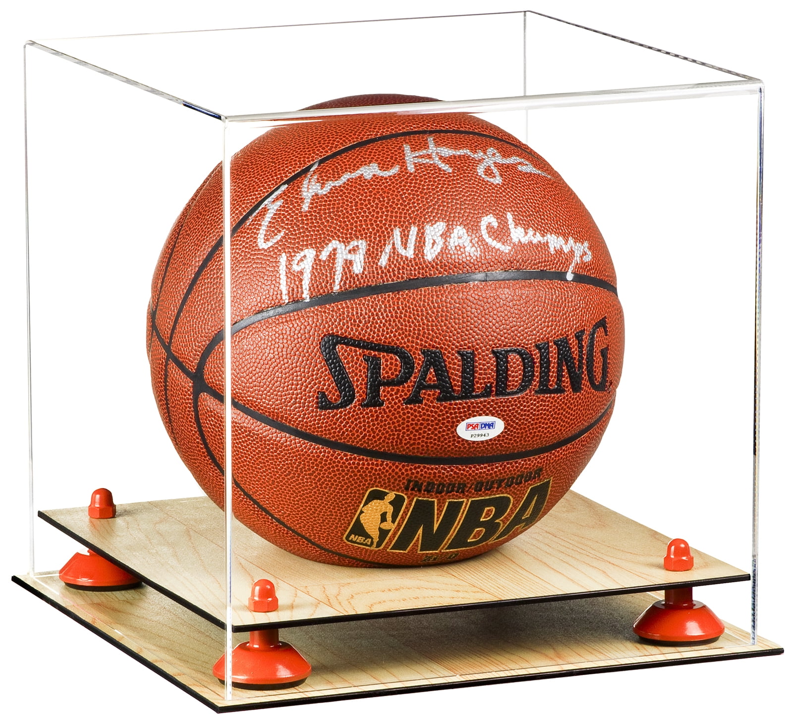 Deluxe Clear Acrylic Full Size Basketball Display Case with Orange ...