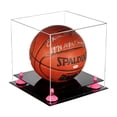 thumbnail image 1 of Deluxe Clear Acrylic Full Size Basketball Display Case with Pink Risers (A001-PNR), 1 of 2