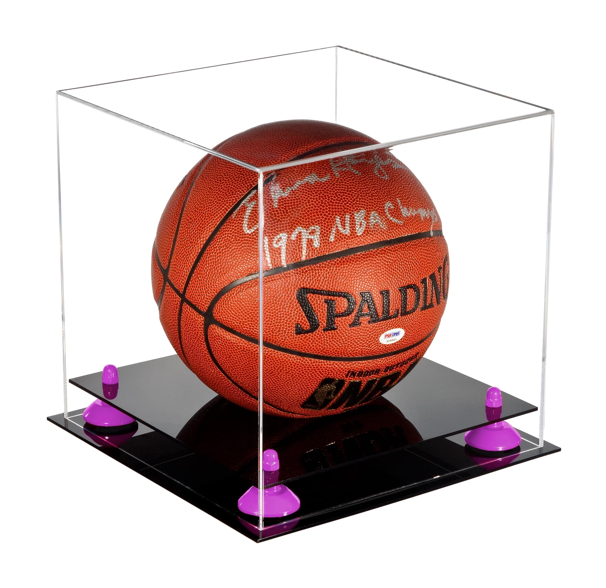 Deluxe Clear Acrylic Full Size Basketball Display Case with Purple ...