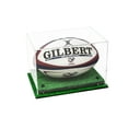 thumbnail image 1 of Deluxe Clear Acrylic Rugby Ball Display Case with Black Risers and Turf Base (A004-CBRTB), 1 of 5