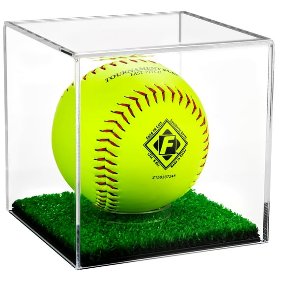 Deluxe Clear Acrylic Softball Display Case with Turf Bottom (A081-CTB)