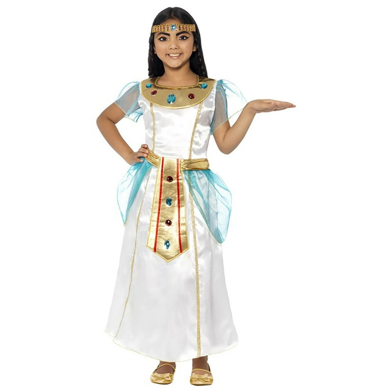 Deluxe Cleopatra Girl Costume Kids White Blue Deluxe Cleopatra Girl Costume Kids White Blue