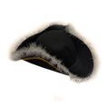 thumbnail image 1 of Deluxe Colonial Officer Black Tricorn Hat Feather Gold Trim Halloween Costume Accessory, 1 of 5
