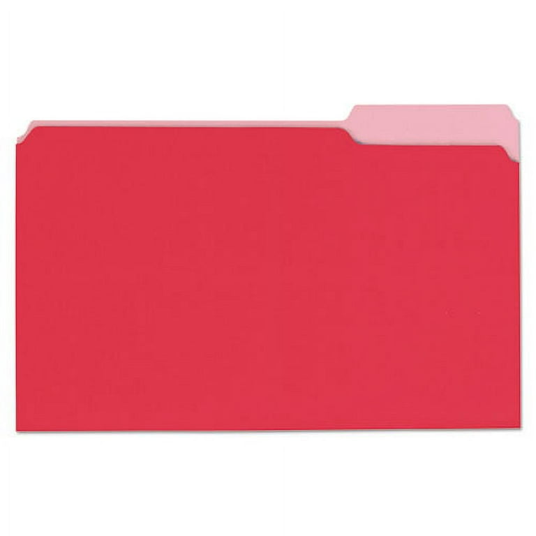 Colored File Folders, 1/3-Cut Tabs: Assorted, Legal Size, Red/Light Red, 100/Box Colored File Folders, 1/3-Cut Tabs: Assorted, Legal Size, Red/Light Red, 100/Box