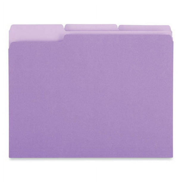 Deluxe Colored Top Tab File Folders, 1/3-Cut Tabs: Assorted, Letter Size, Violet/Light Violet, 100/Box Deluxe Colored Top Tab File Folders, 1/3-Cut Tabs: Assorted, Letter Size, Violet/Light Violet, 100/Box