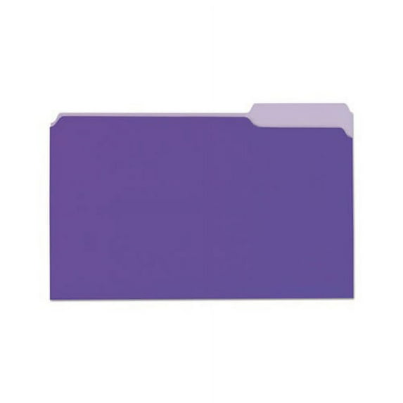 Deluxe Colored Top Tab File Folders 1/3-Cut Tabs, Legal Size, Violet/Light Violet, 100/Box
